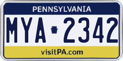 PA license plate MYA2342