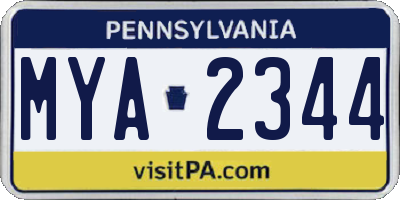 PA license plate MYA2344