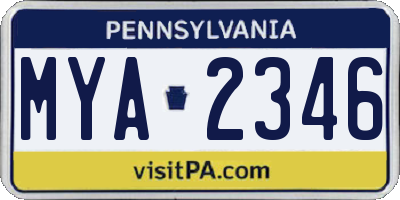 PA license plate MYA2346