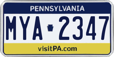 PA license plate MYA2347
