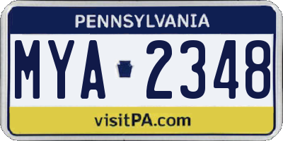 PA license plate MYA2348