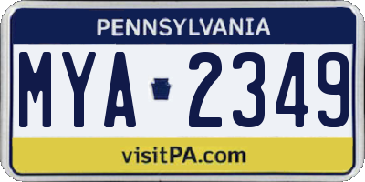 PA license plate MYA2349