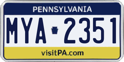 PA license plate MYA2351