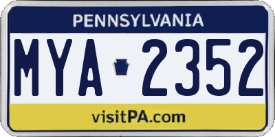 PA license plate MYA2352