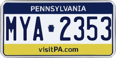 PA license plate MYA2353