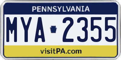 PA license plate MYA2355