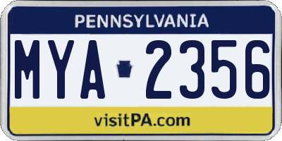 PA license plate MYA2356
