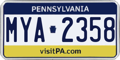 PA license plate MYA2358