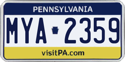 PA license plate MYA2359