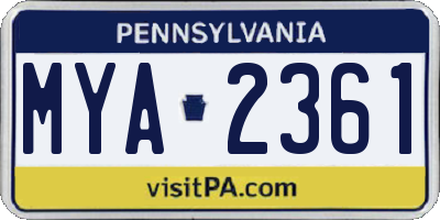PA license plate MYA2361