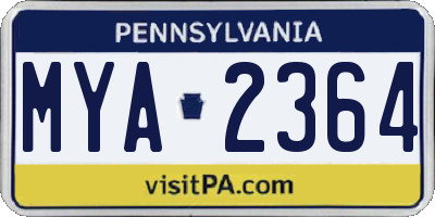 PA license plate MYA2364