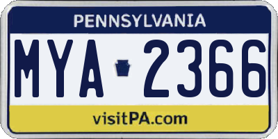 PA license plate MYA2366