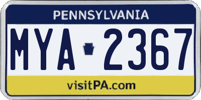 PA license plate MYA2367