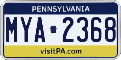 PA license plate MYA2368