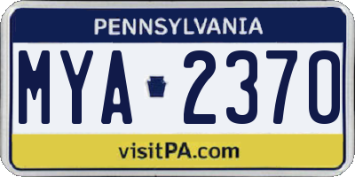 PA license plate MYA2370