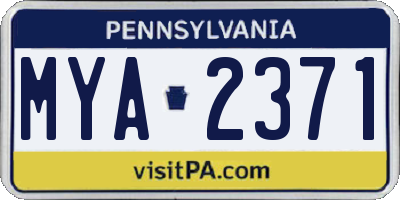 PA license plate MYA2371