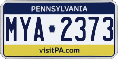 PA license plate MYA2373
