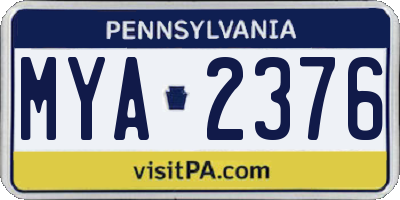 PA license plate MYA2376