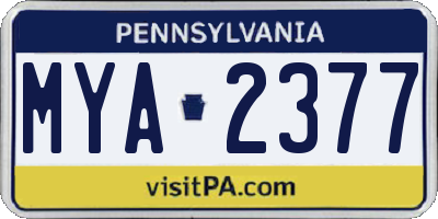 PA license plate MYA2377