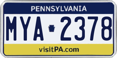 PA license plate MYA2378
