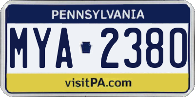 PA license plate MYA2380