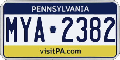 PA license plate MYA2382