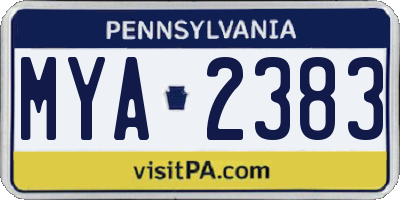 PA license plate MYA2383