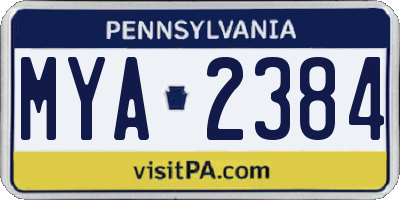 PA license plate MYA2384