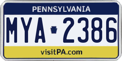 PA license plate MYA2386