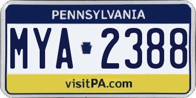 PA license plate MYA2388