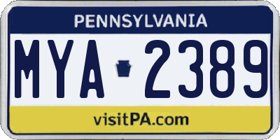 PA license plate MYA2389