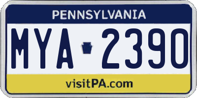 PA license plate MYA2390