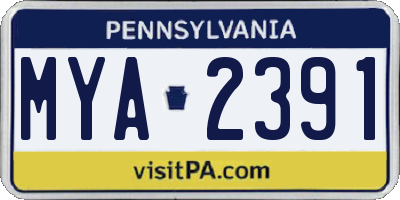 PA license plate MYA2391
