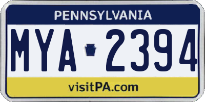 PA license plate MYA2394