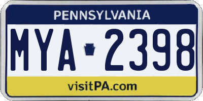 PA license plate MYA2398