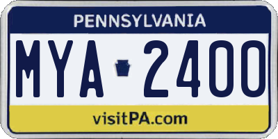 PA license plate MYA2400