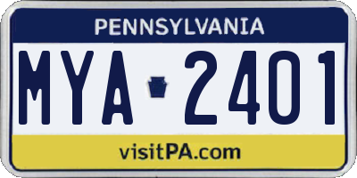 PA license plate MYA2401