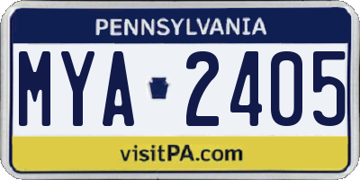PA license plate MYA2405