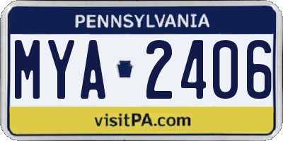 PA license plate MYA2406