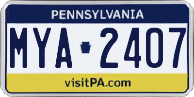 PA license plate MYA2407