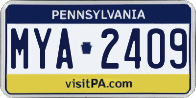 PA license plate MYA2409