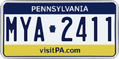 PA license plate MYA2411