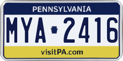 PA license plate MYA2416