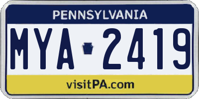 PA license plate MYA2419