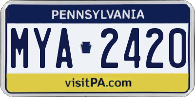 PA license plate MYA2420