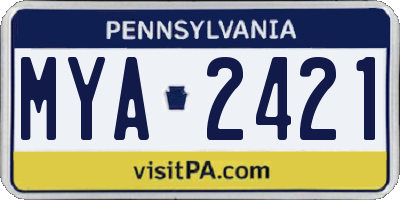 PA license plate MYA2421