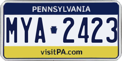 PA license plate MYA2423