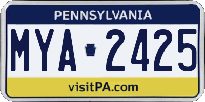 PA license plate MYA2425