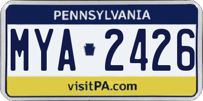 PA license plate MYA2426