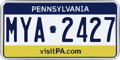 PA license plate MYA2427